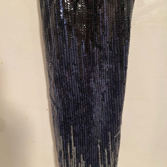 BEBE Sequin Party Leggings – Black, Navy & Silver Glam | Size M - Picture 8 of 11